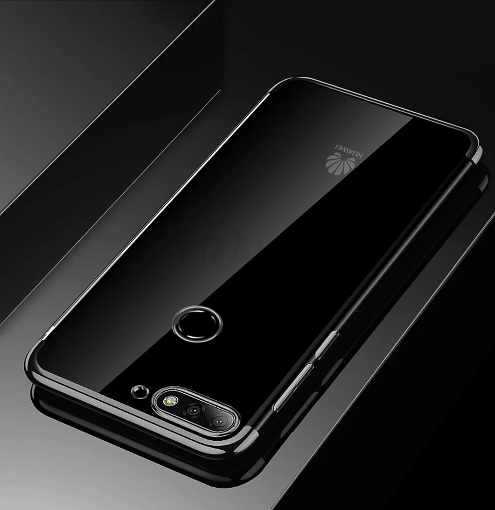 Роскошный мягкий чехол для Honor 7C, чехол-бампер, силиконовый прозрачный чехол, прозрачный TPU силиконовый чехол для Huawei Honor 7C Honor 7C Pro - Цвет: Черный