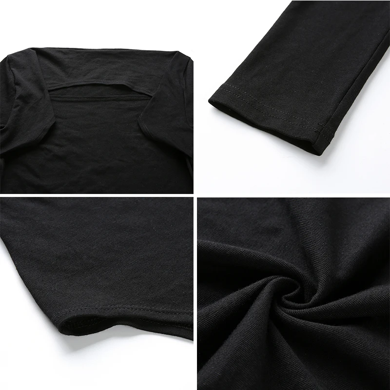 

Rockmore Black Gothic Long Sleeve Bodycon Bodysuit Women Harajuku Korea Style Elegant Autumn Jumpsuit Skinny Bodysuits Winter