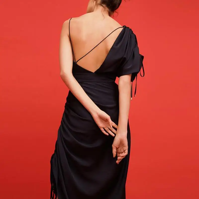 Женское асимметричное платье GETSRING винтажное длинное с v образным вырезом и