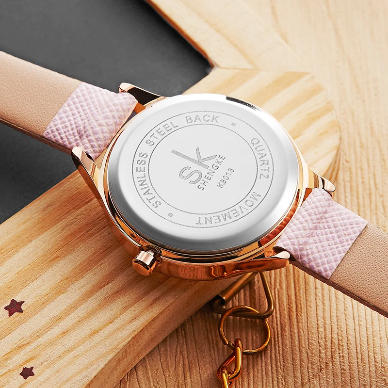 Shengke Роскошные Кварцевые часы женские модные с кожаным ремешком Montre Femme 2021