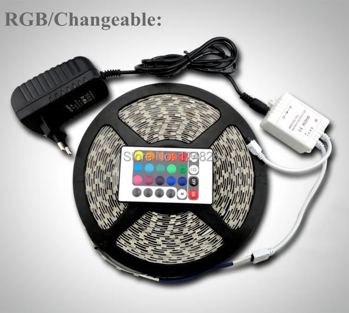 Цветная (RGB) 5050 SMD 300 светодиодный s Водонепроницаемый полосы светильник 5 м/рулон +