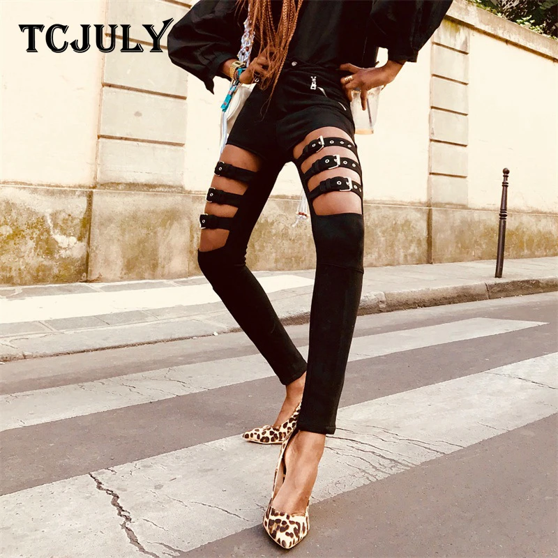 Уличная одежда TCJULY узкие брюки карандаш с высокой талией повседневные женские