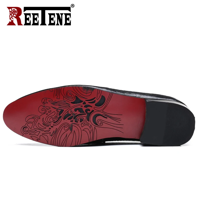 REETENE High Quality Leather Crocodile Men Loafers 2019 New Driving Casual Shoes Flats Plus Size Slip On Zapatos | Обувь