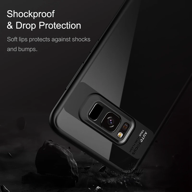 For Samsung Galaxy S8 Case ROCK Full Protective Slim TPU &amp Acrylic Transparent Back Cover for plus |