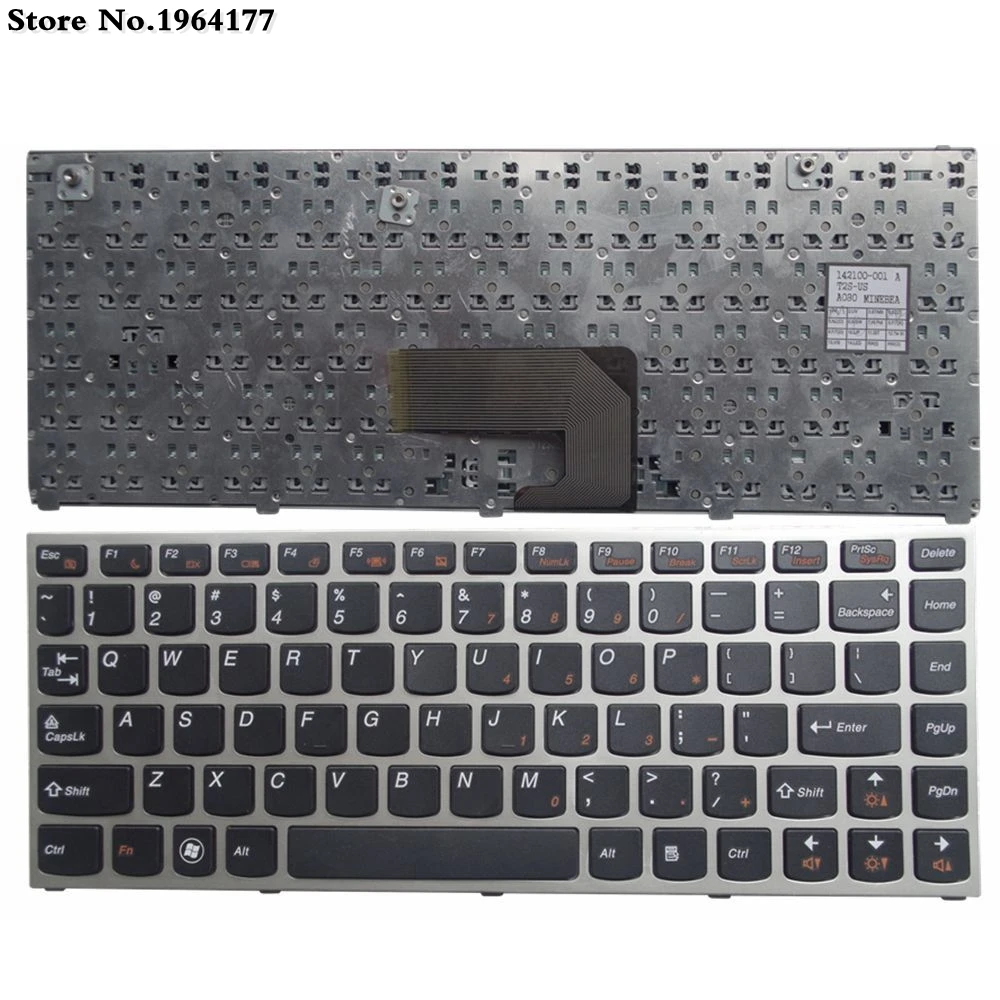 

new for Lenovo IdeaPad U460A U460 U460S Black US Keyboard Silver Frame