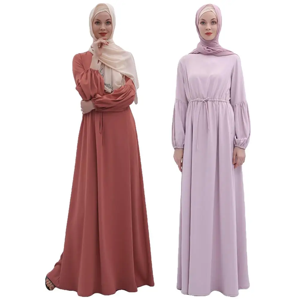 Мусульманское женское платье с пышными рукавами, мусульманское длинное платье-Кафтан Jilbab в этническом стиле, Повседневное платье в Дубае и ...