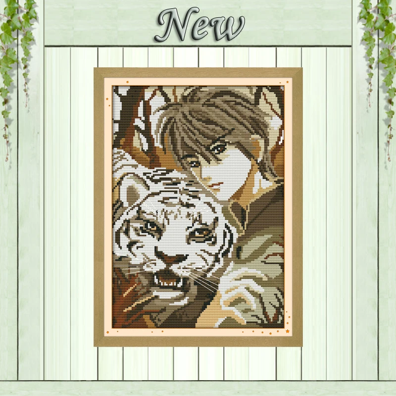 Красавчик и тигр животные картины Счетный Печать на холсте DMC 14CT 11CT китайские