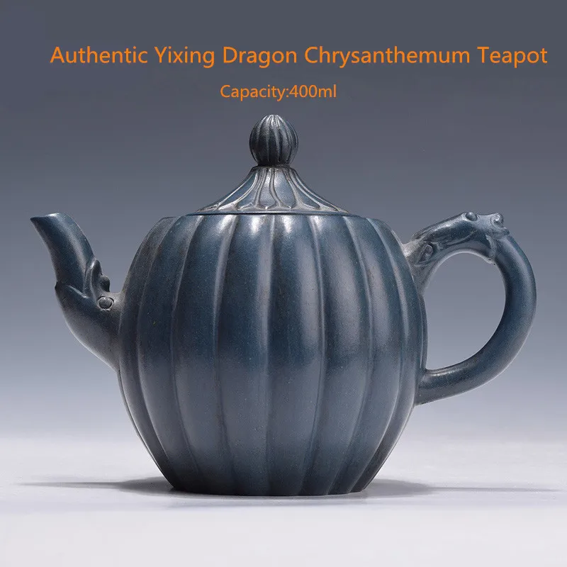 

400ml Authentic Yixing Dragon Chrysanthemum Teapot Famous Chinese Kung Fu Zisha Tea Pot Pu'er Tea Black Tea Gift Free Shipping