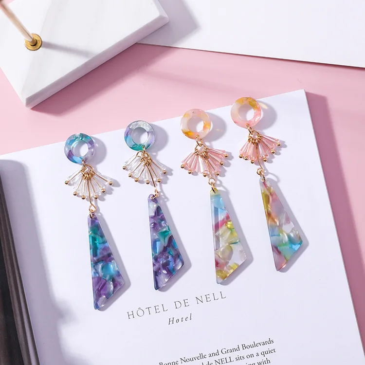 Корейский свежий Кристалл уксусной кислоты геометрические серьги aros mujer oreja aretes