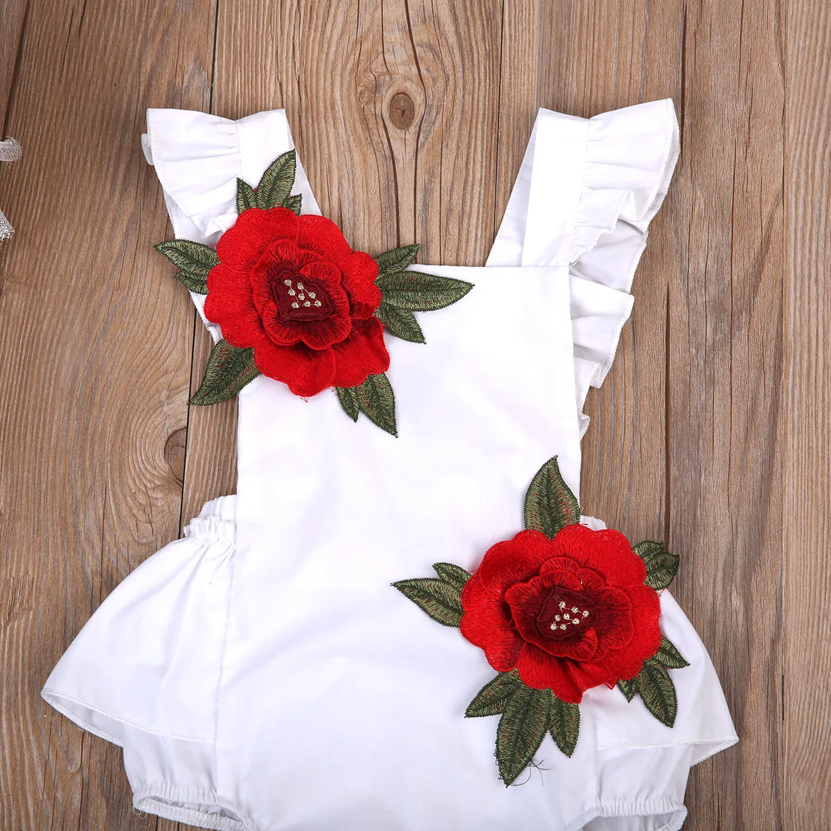 Оборки Роза детская одежда новорожденный ребенок девочка цветок открытая спина