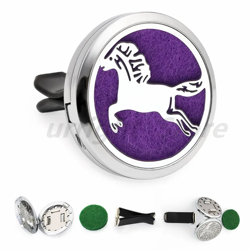 Tree of life Unicorn 30mm Magnetic Diffuser Locket Removable Car Vent Clip Essential Oil Perfume Aroma Air Freshener Free 10Pads | Украшения