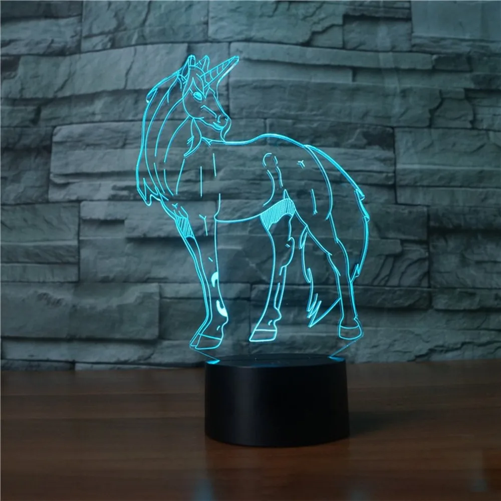 3D животное дракон/собака/лошадь ночник креативный Настольный светильник 7 цветов