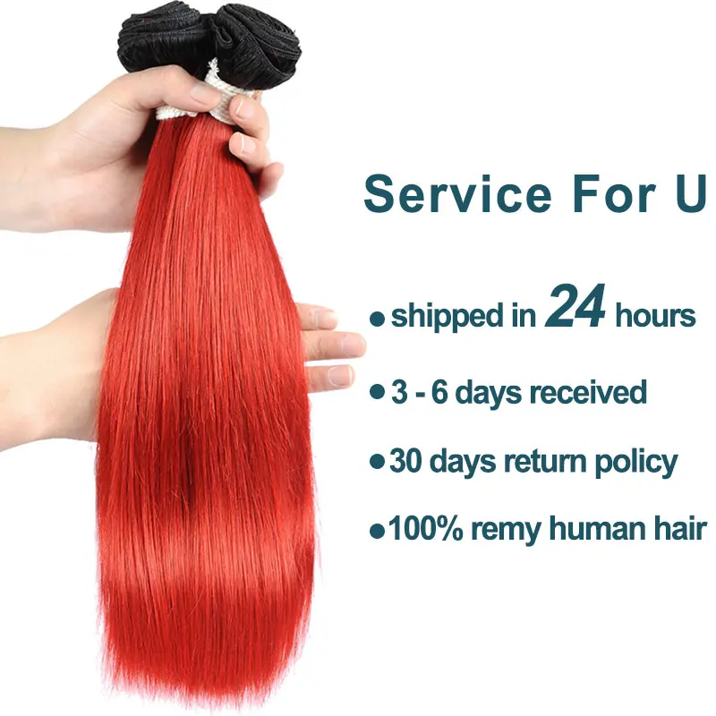 Remyblue 1/3 пучков Омбре перуанские волосы человеческие пучки 1B красные прямые 100% remy