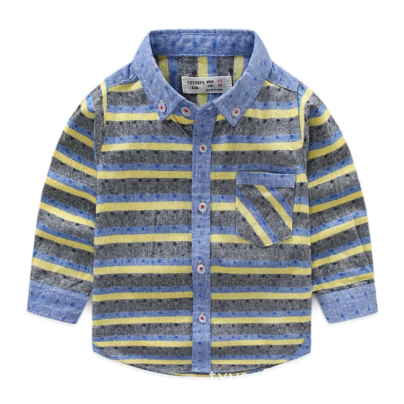 

2018 Baby Boys Cotton Shirts Kids Long Sleeve Blouse kids Spring Autumn Fashion Stripe Shirts casual shirt Child