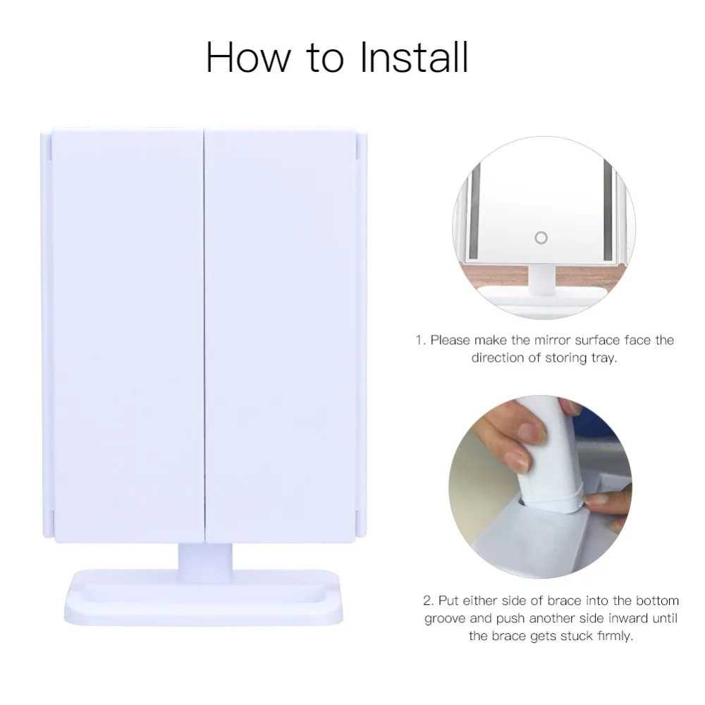 Светодиодный GLE высокое качество вращение сенсорный экран макияж зеркало