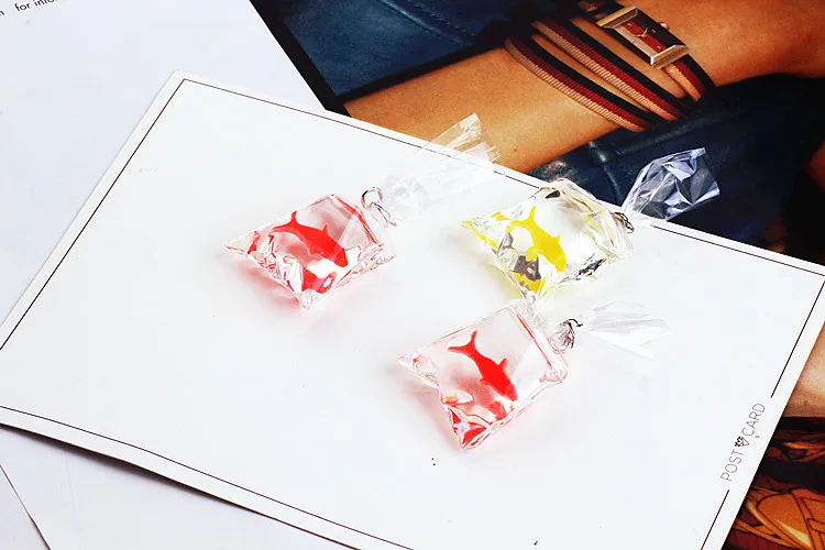 Trendy New 3D Plastic Acrylic Gold Fish Bag Shape DIY Jewelry Charms Ornament Accessories Material Earring Floating Charm Craft | Украшения