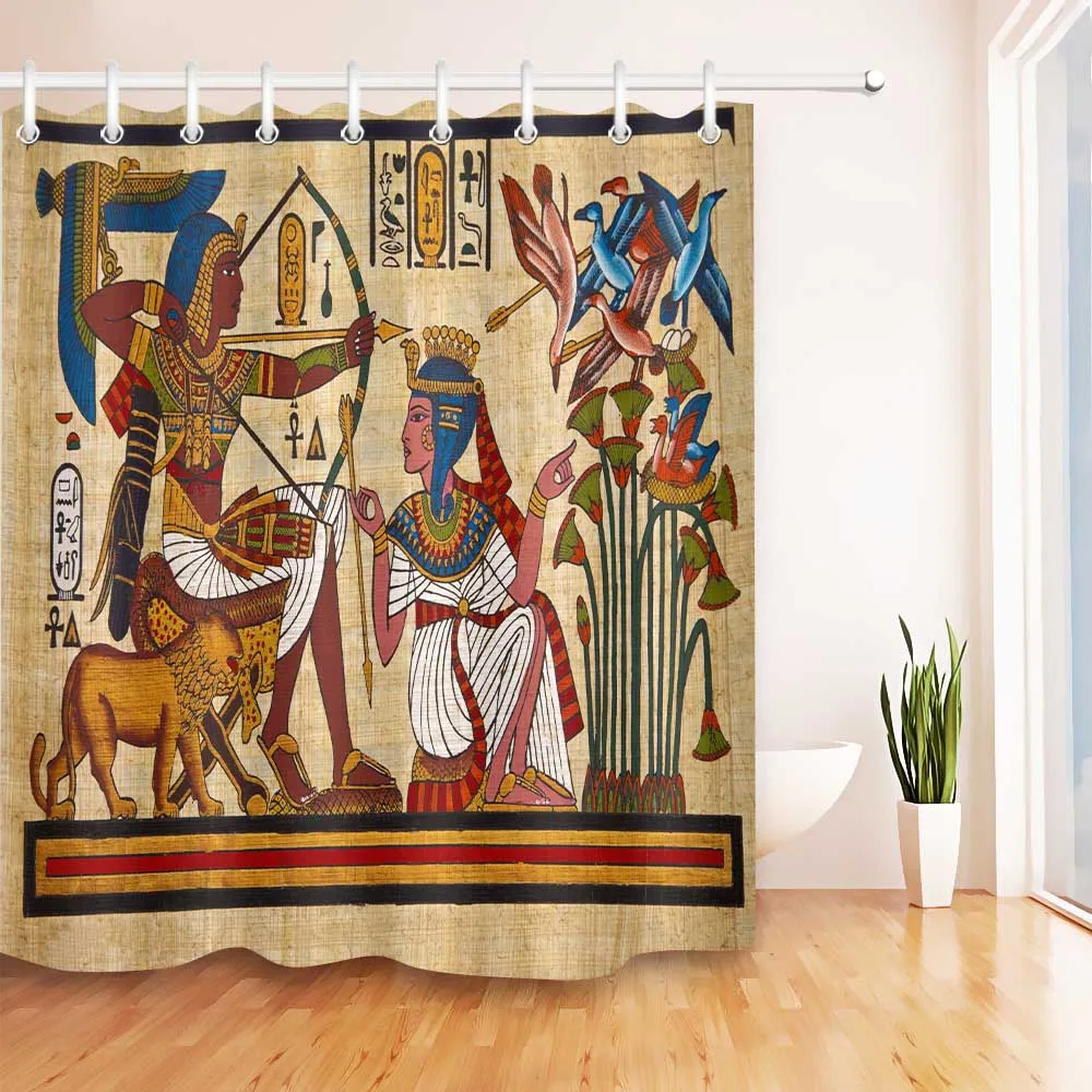 LB 72 ''Papyrus Hieroglyph King Queen Охота Древняя египетская душевая занавеска и набор