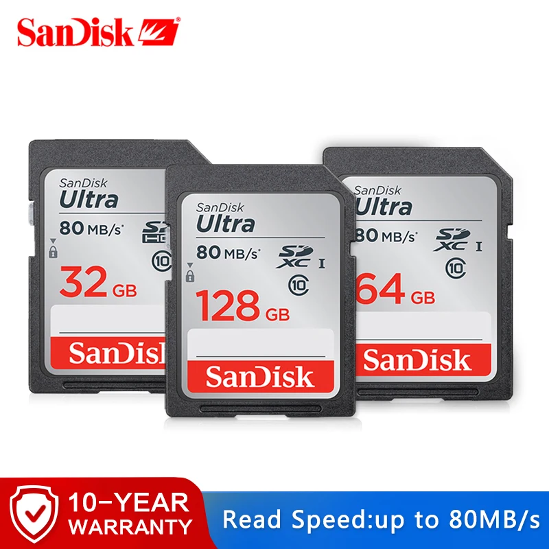 Карта памяти SanDisk Ultra 128 ГБ 80 МБ/с./с класс 10 SD SDHC SDXC в sd карте 32 Гб 16 64 для камеры