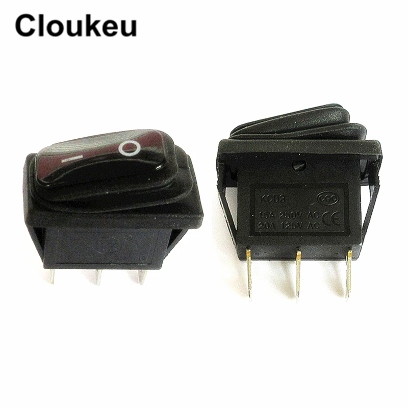 KCD3 черный 3Pin/2 файла водонепроницаемый кулисный переключатель 15A250V 20A125V