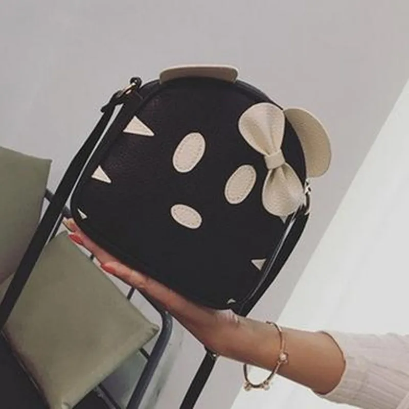 2017 прекрасный Микки глава Ребенок Сумка мини Черный мода кожа PU женщины сумка