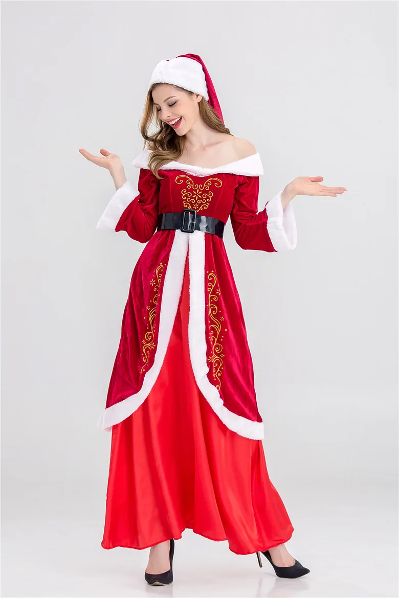 

A Full Set Of Christmas Costumes Santa Claus For Adults Red Christmas Clothes Santa Claus Costume Luxury Suit