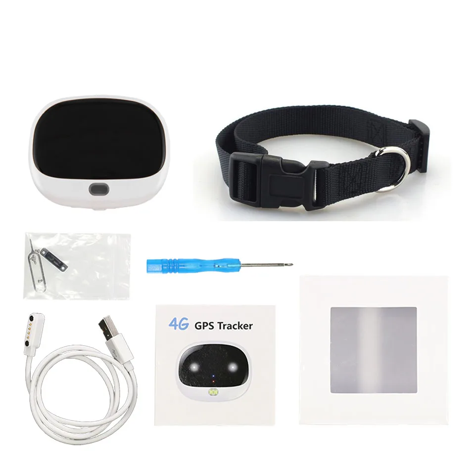 White-black-collar 4G gps трекер V43 ошейник для домашних животных gps голосовой монитор gps трекер для домашних животных Отслеживание в реальном времени wifi локатор для кошек водонепроницаемый IP67 бесплатное приложение - Цвет: White-black-collar