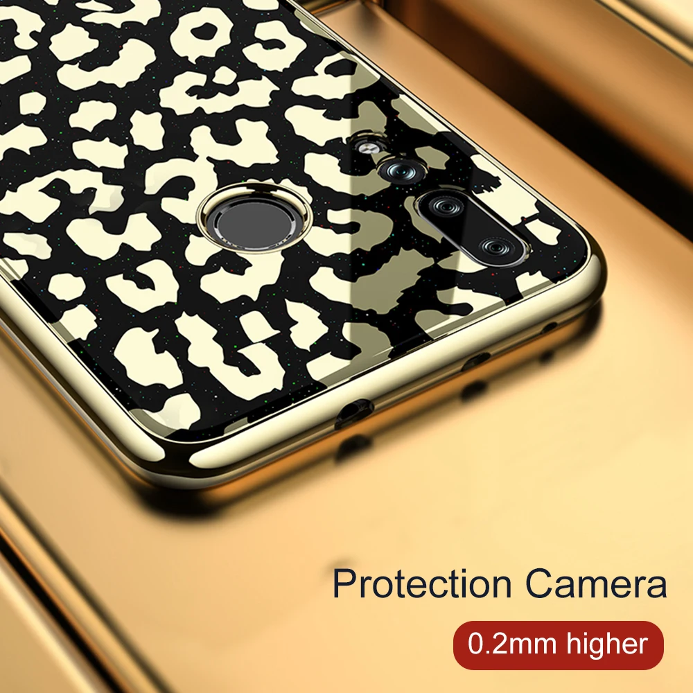 OTAO Plating Glass Leopard Print Case For Huawei P20 P30 Pro Mate 20 Lite Soft TPU Edge Cases Cover Nova 4 3 3i Coque |