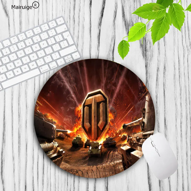 Коврик для мыши Mairuige с надписью Word of Tanks игровой круглый резиновый коврик