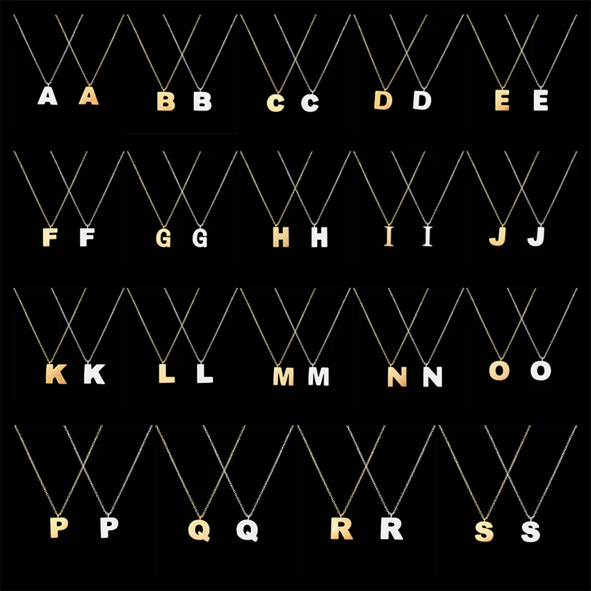 1 шт. Мода начальную букву Цепочки и ожерелья Нержавеющая сталь цепь с подвеской