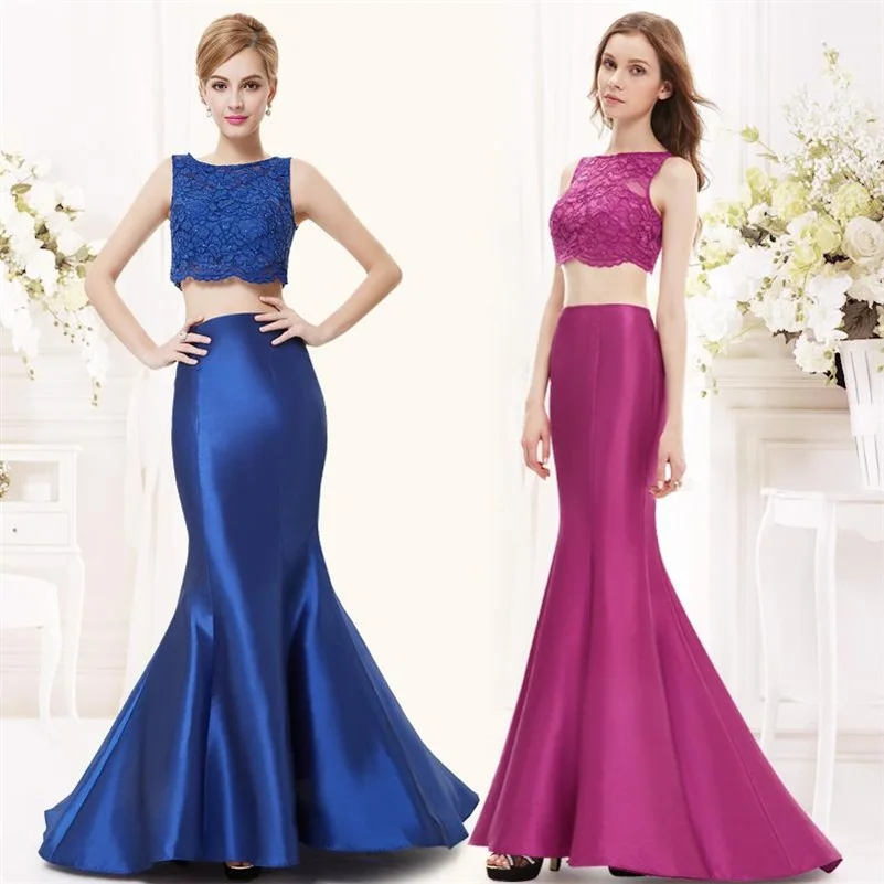 Elegant Two Pieces Mermaid Prom Dress Lace Long Evening Dresses Party Gowns Sexy Formal For Special Occasion 16072204 | Свадьбы и
