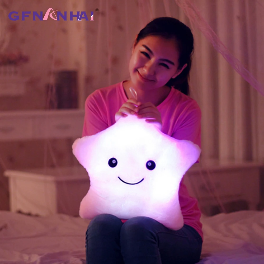 Kawaii Звезда Подушка Плюшевые игрушки Симпатичные светлые мягкие светодиодный