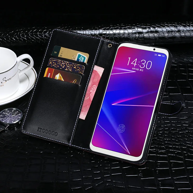 Itgoogo для Meizu 16X чехол Роскошный кожаный флип 16 Plus защитный телефона задняя
