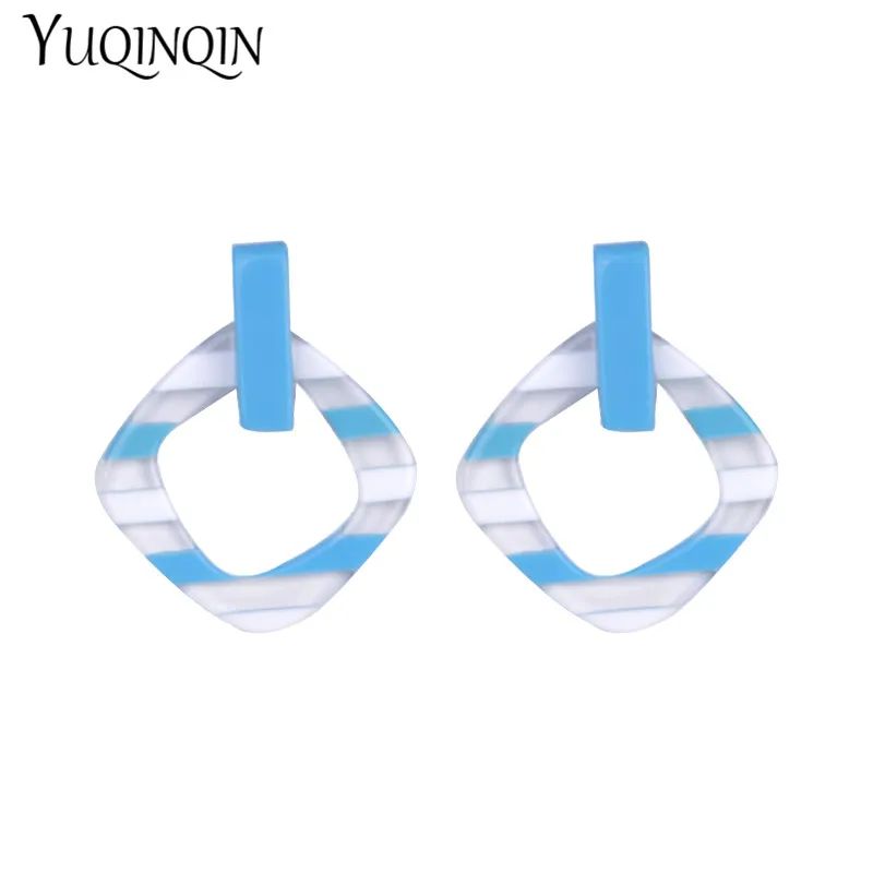 Женские акриловые серьги Длинные Винтажные с геометрическим узором