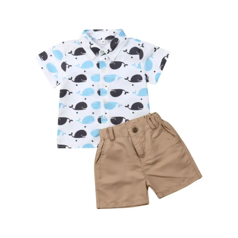 2019 Summer Toddler Baby Boys Clothes Whale Tops T-Shirt+ Pants Shorts 2PCS Outfits Size 2-6T | Детская одежда и обувь