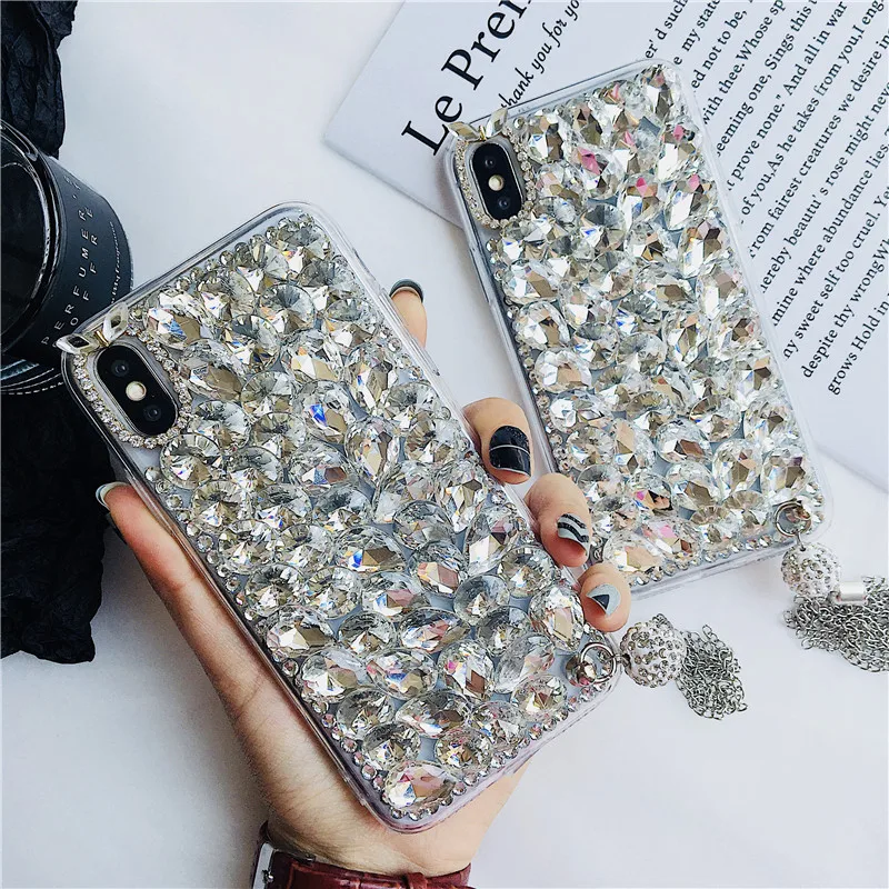 Bling прекрасные хрустальные бриллианты Стразы 3D камни чехол для телефона чехол для iphone 7/7 Plus/6/6 S для samsung Galaxy S5 6 7 edge