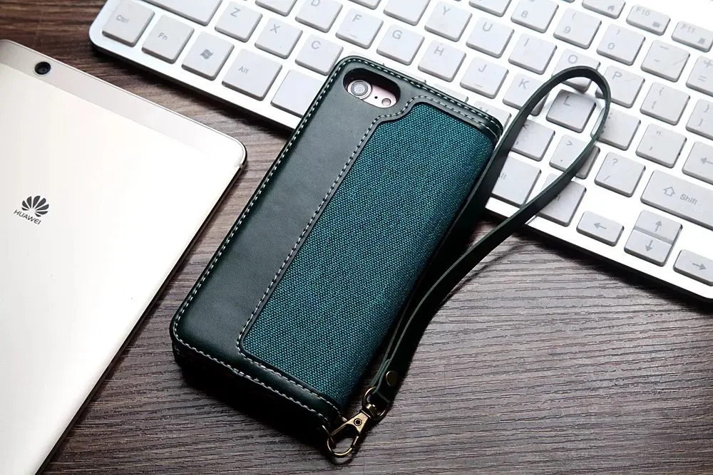 Green Джинсовый флип-чехол из искусственной кожи чехол для iPhone XS Max XR X XS чехол с отделениями для карт чехол-подставка для iPhone 6 6S 7 8 Plus чехол-кошелек - Цвет: Green