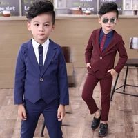 blue red gentleman 2pcs baby formal kids blazers school suit for a boy costume wedding wear 3 10y cotton children clothing sets