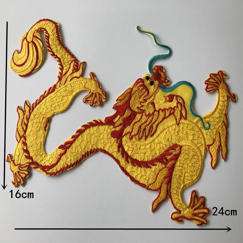 SASKIA 1 шт. китайский вышитый золотой дракон патчи Вышивка Феникс патч железо на