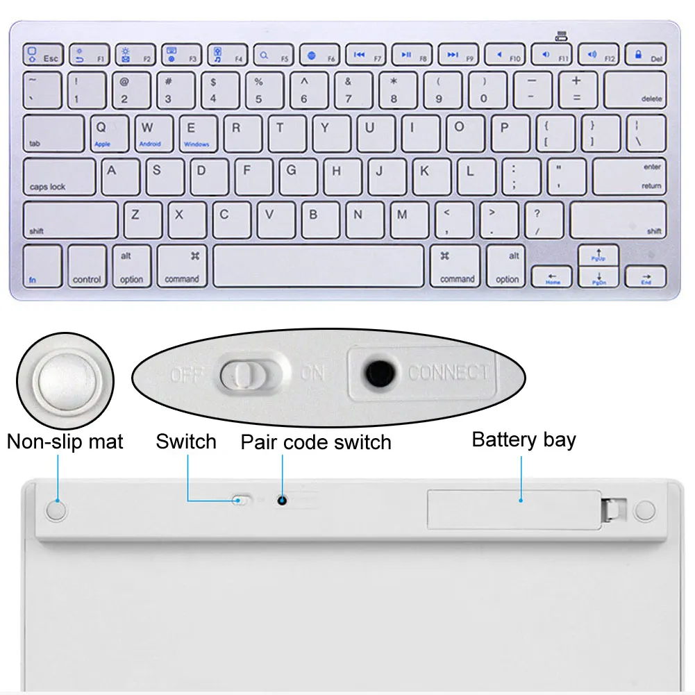 Универсальная беспроводная bluetooth клавиатура ультра тонкая совместима с Apple iOS iPad