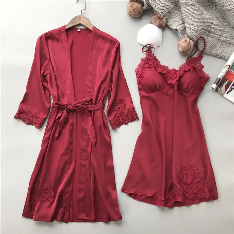 Комплект женский кружевной с длинным рукавом пикантная ночная рубашка