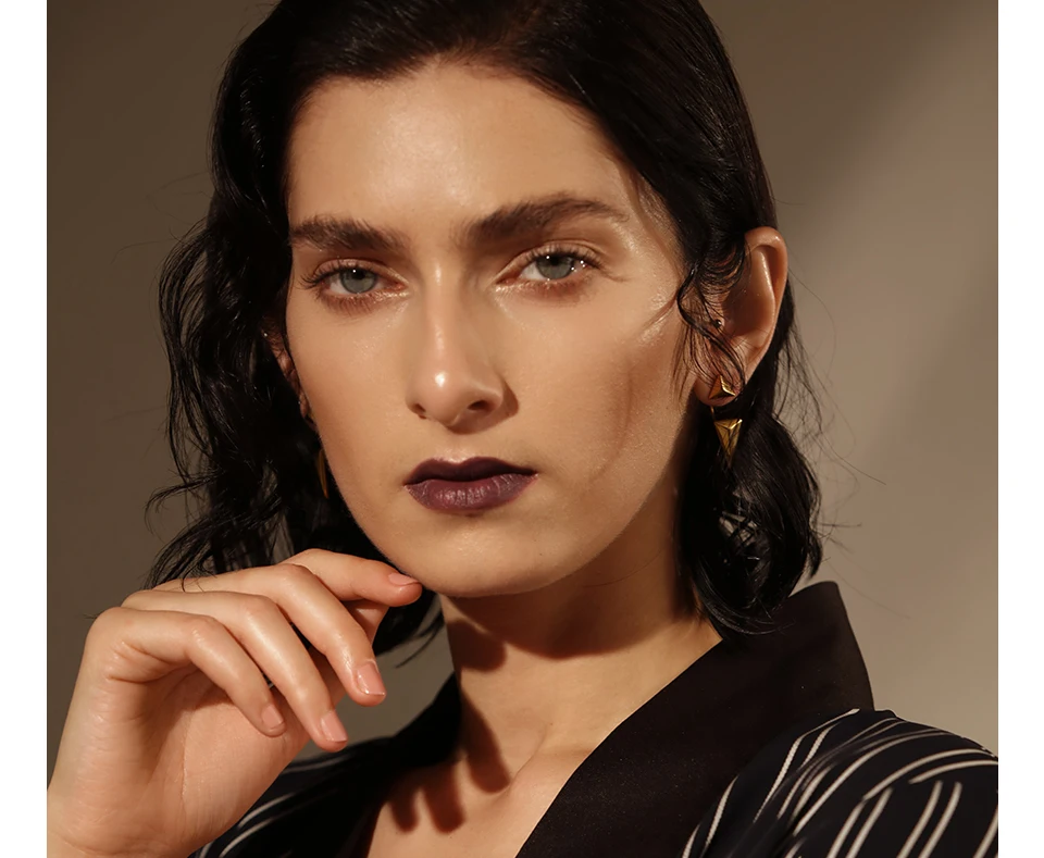 Enfashion, Двойные треугольные серьги, золотые серьги-гвоздики, серьги из нержавеющей стали,, модные ювелирные изделия для женщин E5143