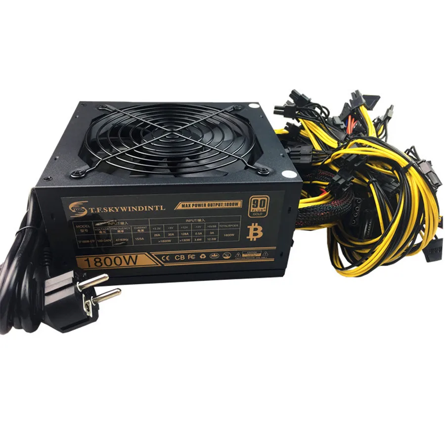 T. F. SKYWINDINTL 1800W ATX PC блок питания PSU эфириум Майнер блок питания Биткоин майнеры Поддержка 6 видеокарт майнинга машина