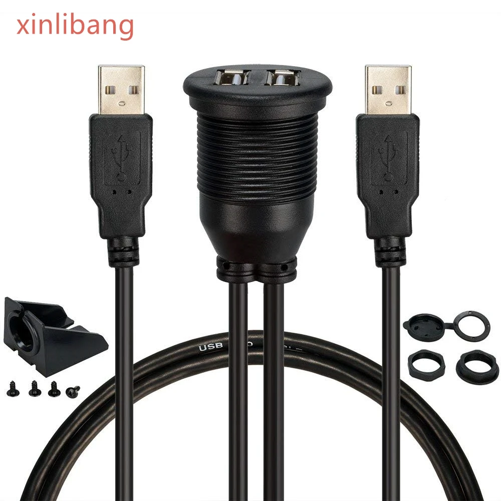 

Кабель-удлинитель автомобильный с 2 USB-портами 2,0 и монтажной панелью