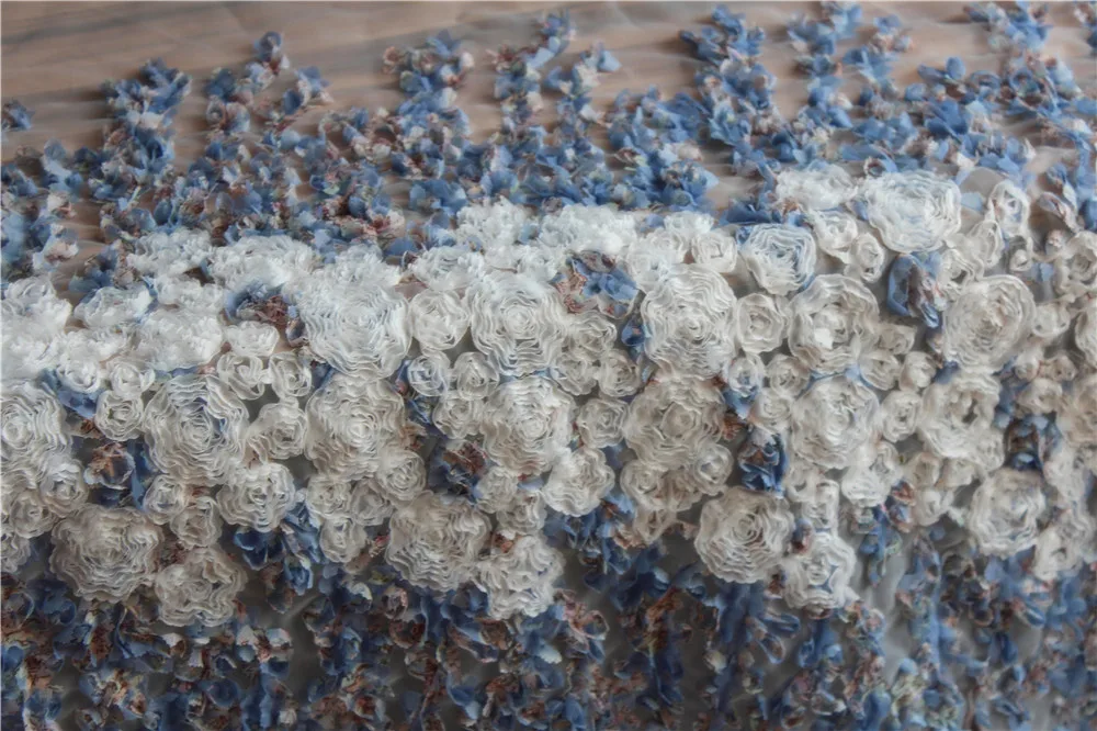 3D Цветочный узор органза Сетка кружевная ткань перспективная одежда свадебное