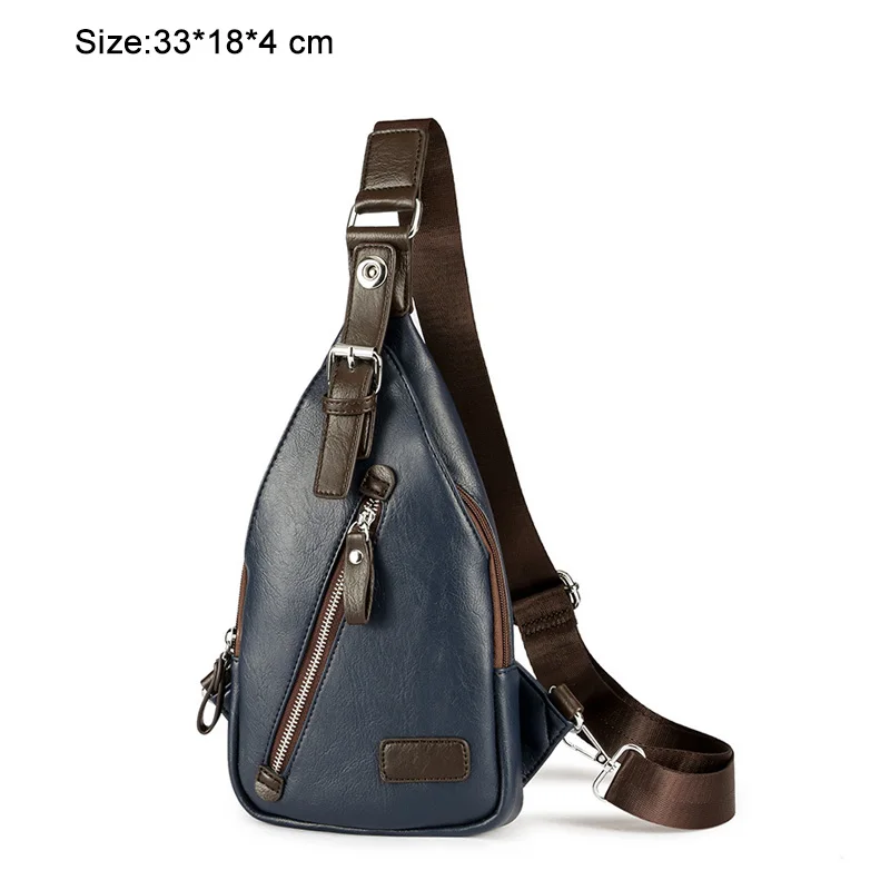 Из искусственной кожи мужские сумки груди модные Crossbody Travel Bag человек кражи сумка мужской один ремешок сумка поясная - Цвет: Синий