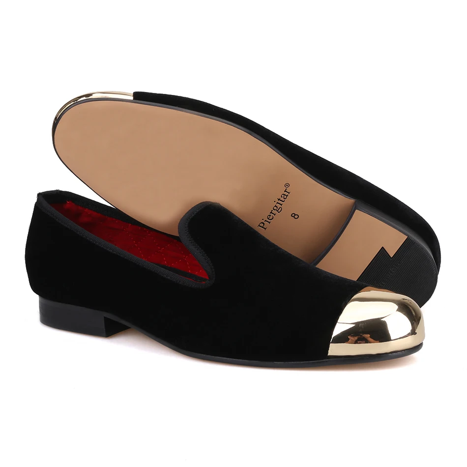 Plus Size Men Shoes New Metal toe Black Velvet smoking slipper male prom and banquet loafers men's flats SIZE US 4-17 | Обувь