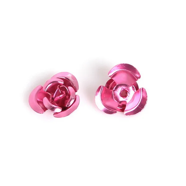 Pink 100 шт./лот, 6 мм, 8 мм, 12 мм, 3D Мини Алюминиевые бусинки с розами для украшения свадеб, рукоделия, драгоценности для скрапбукинга - Цвет: Pink