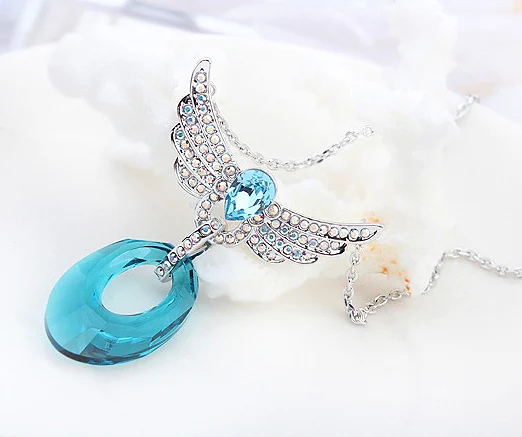Модные ювелирные изделия кристаллы Swarovski крылья ангела винтажное ожерелье