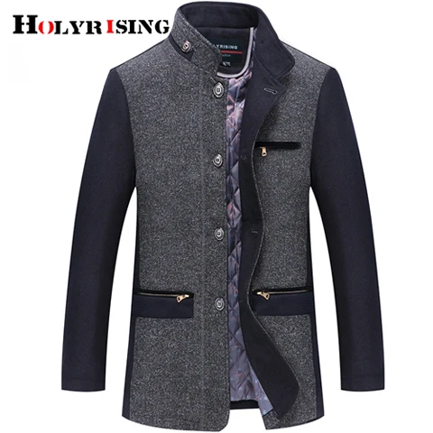Holyrising, зимнее пальто для мужчин, sobretudo masculino, новая шерстяная куртка и пальто, высокое качество, шерсть, толстый Тренч, пальто для мужчин, 18926-5 - Цвет: Серый
