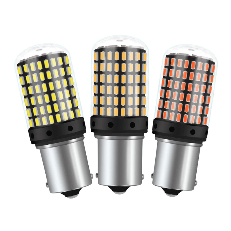 2 шт. светодиодный стоп сигнал 1156 P21W 7440 T20 W21W Янтарный 3014 чипы 144 SMD без гипервспышки